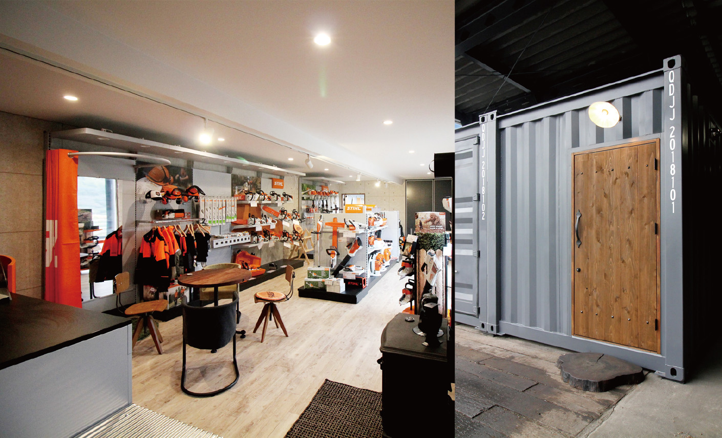 静かに佇む輸入機器ショップ